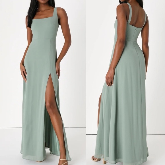 sagebrush bridesmaid dresses Charming Sheath Hatler Sage Green Long Bridesmaid Dresses AB110705 –  Anniebride main image 1